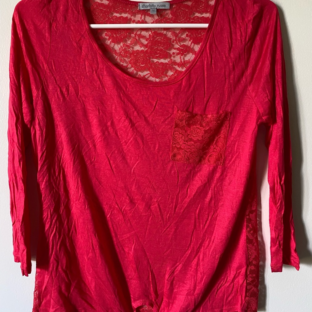Lace red top